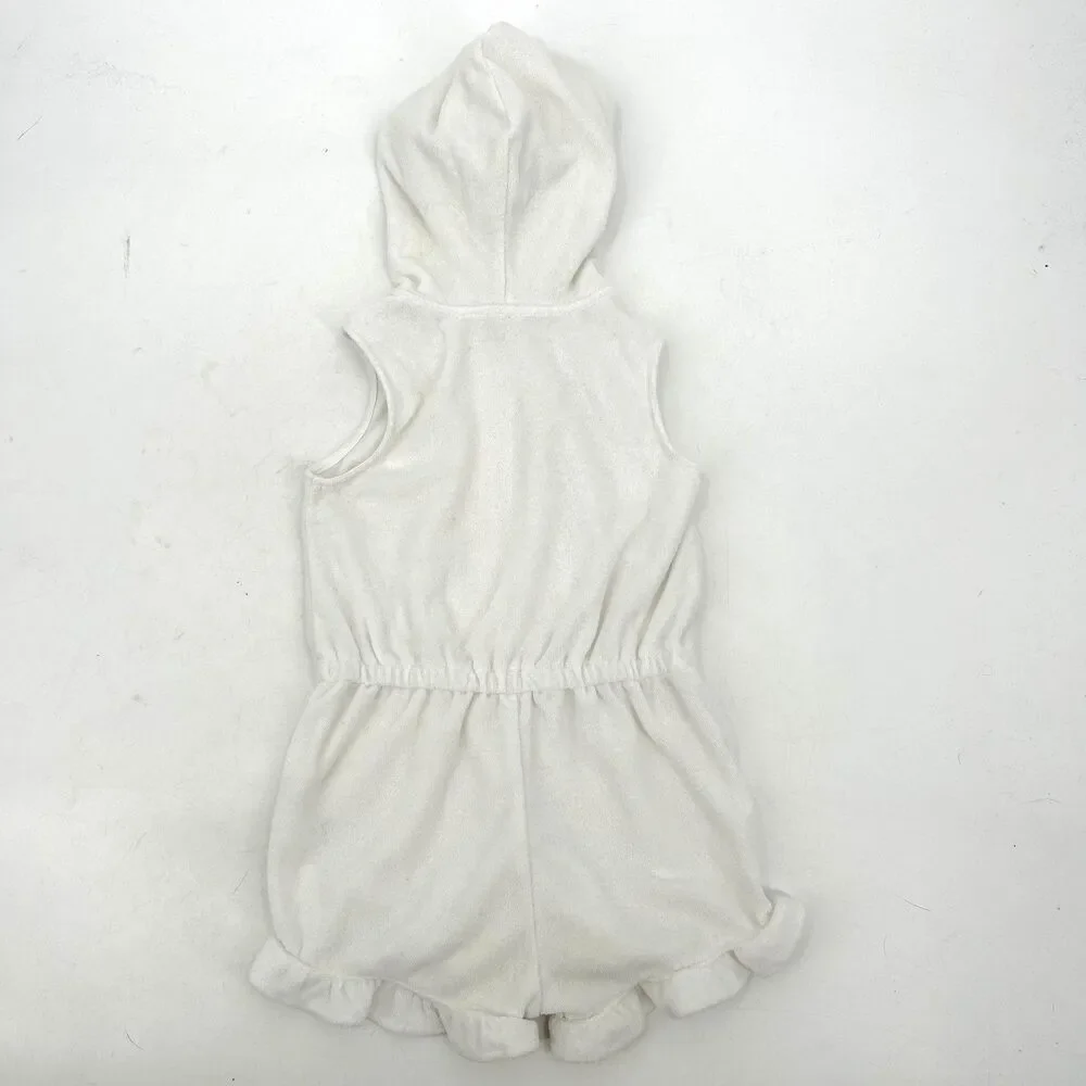 JANIE AND JACK Girl's White Hooded Terry Cloth Summer Romper Swim Cover Up 4T